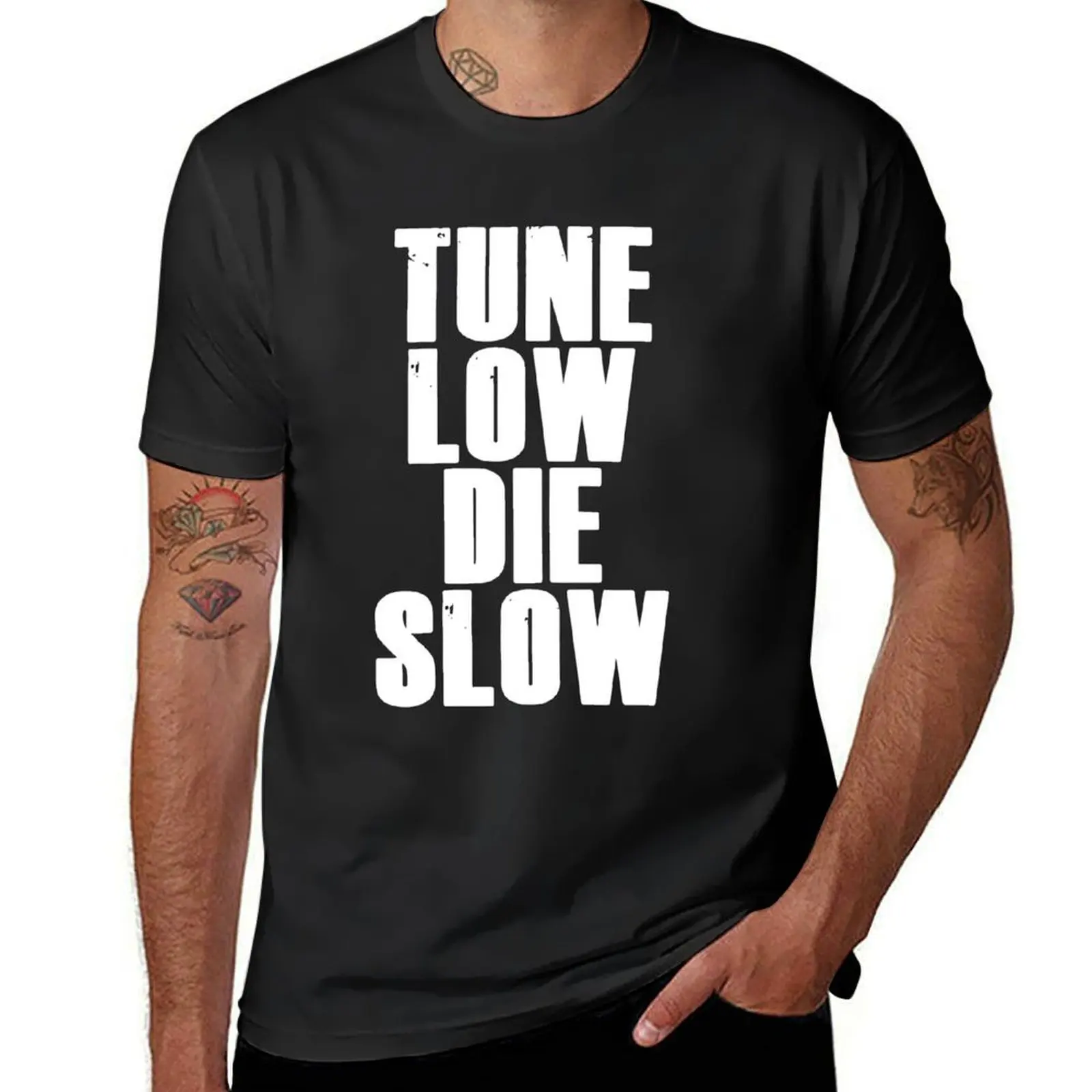 Koszulka z akacji i szczepu Merch Tune Low Die Slow Shirt oversized tees zwyczaje dla chłopca męska odzież