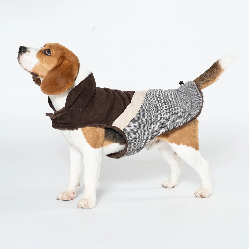 

Autumn and winter dog clothes color matching herringbone suede comfortable and warm dog pet cotton-padded clothes