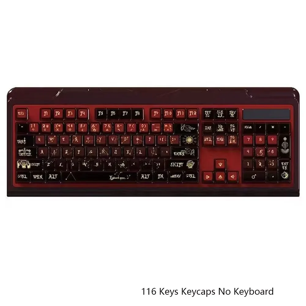 116 Key Full Set Keycaps Transparent  Around  ASA Height PBT Thermal Sublimation For 61 68 75 87 104 Mechanical Keyboard