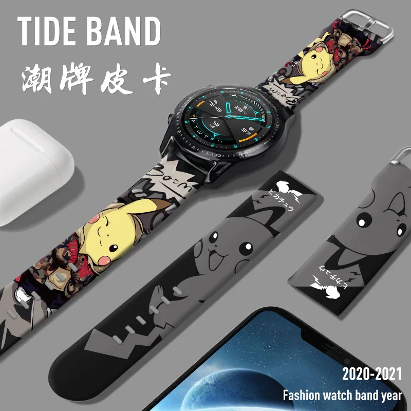 Pokemon Pikachu Series prints Strap For Huawei watch 2Pro GT/GT2 Samsung galaxy/active2/gear sport/s3 Sz FB-Versa23 Watchband