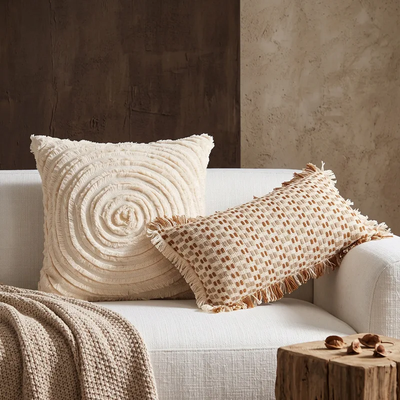 Premium Jacquard WovenTextured Cushion Cover Boho Throw Pillow Case Soft Neutral Decorative Accent Pillowcase for Modern Sofa