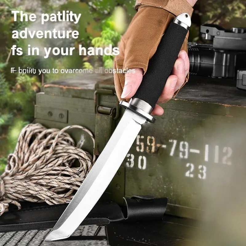 Camping Outdoor Straight Knife Wilderness Survival Knife Fixed Blade Knife High Quality Sheath ABS Handle Blade Knives