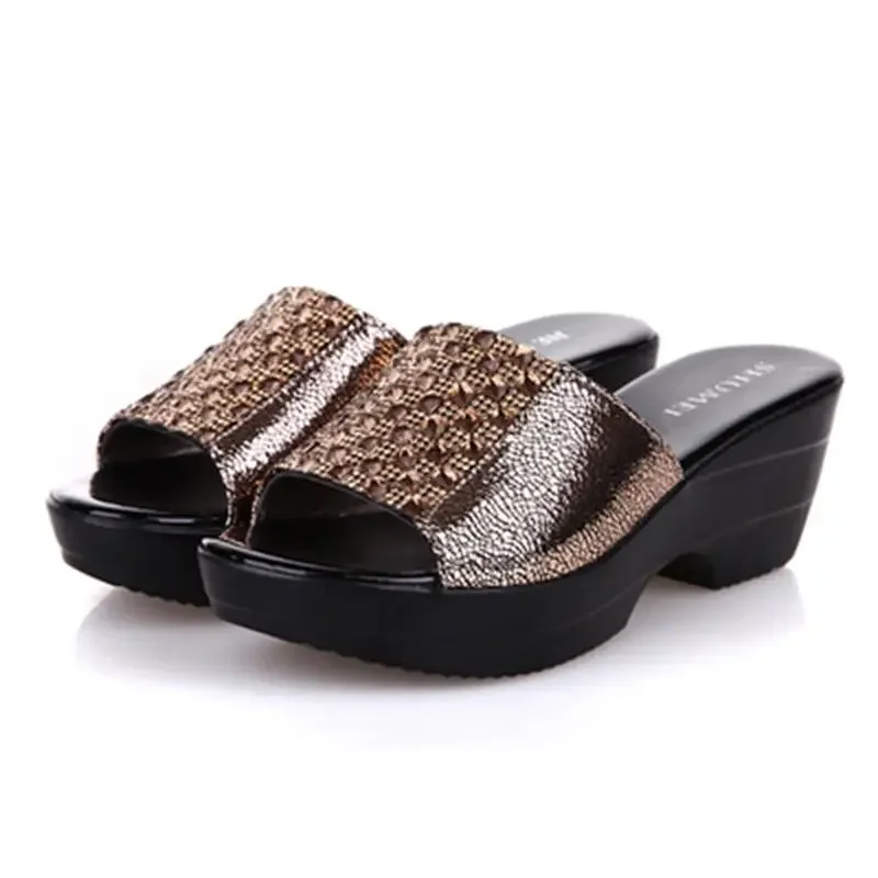 New Fashion Wedges Shoes for Women Open Toe  Plus Size Women Shoes 42 Elegant Italin Women Shoes Decorated with Rhinestone