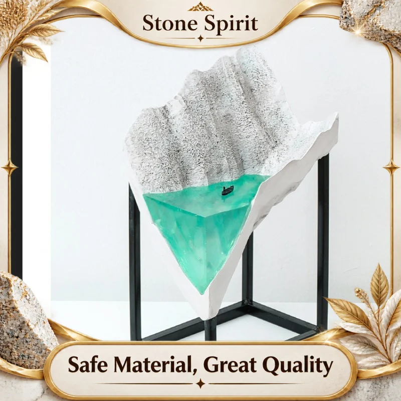 Designer Glacier Landscape Ornament - Home Decor for TV Cabinet, Living Room Wine Cabinet, Entryway & Office Desktop Display