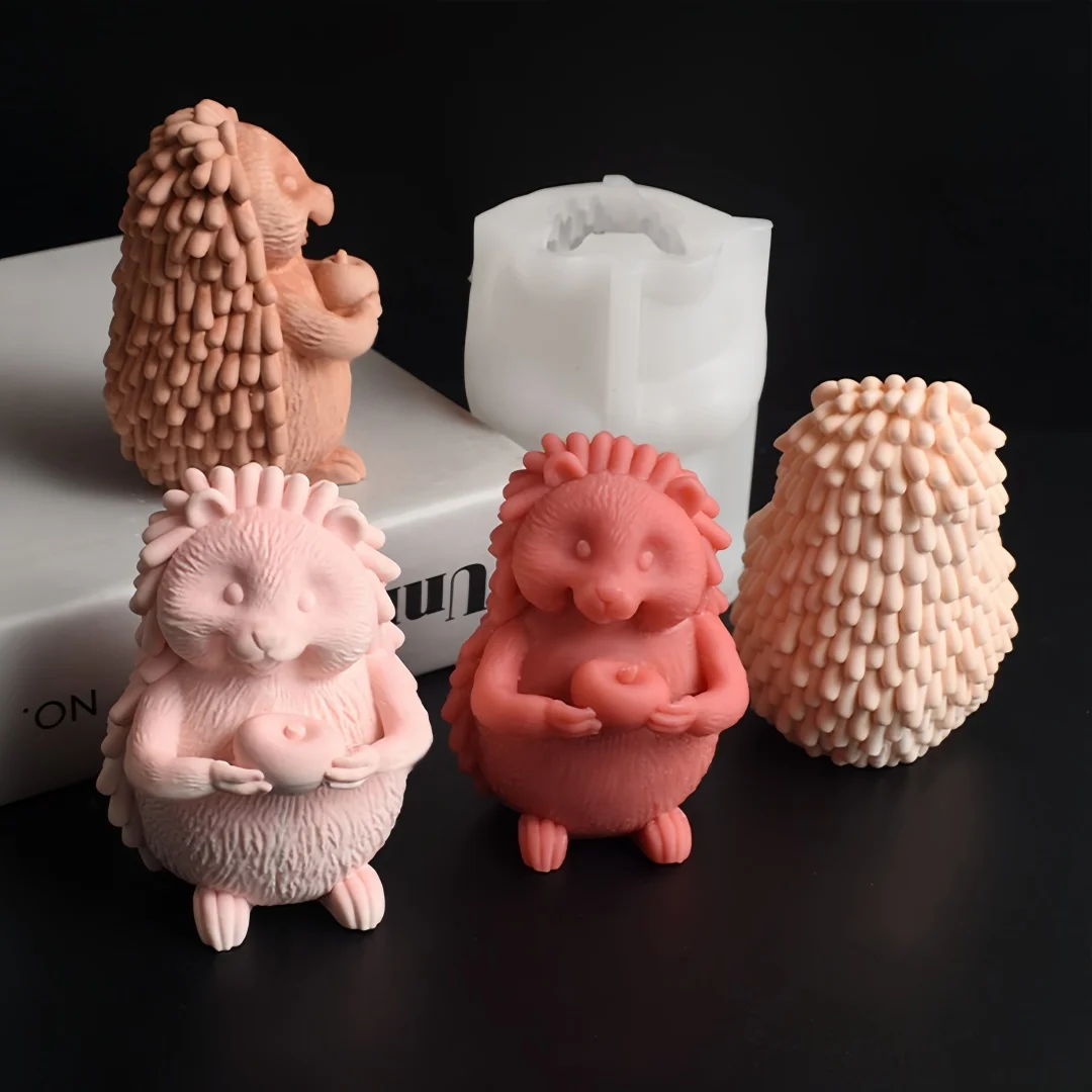 

Little Hedgehog Aromatherapy Gypsum Silicone Mold Handmade Plaster Crafts Decoration Mold Creative Animal Candle Mould