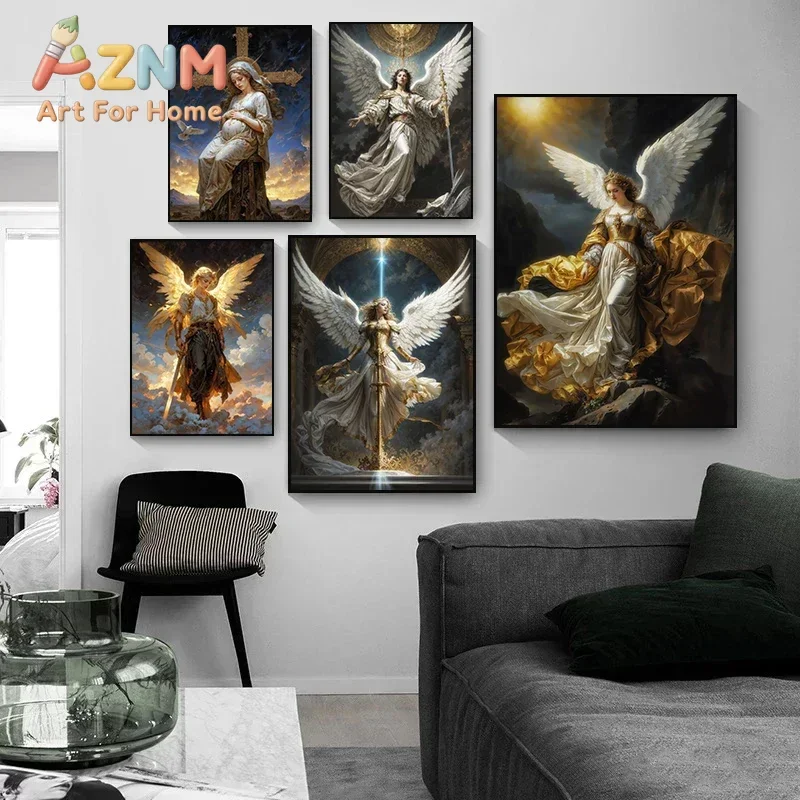 1pc frameless Nordic Religious Art Benevolent Portrait Of The Virgin Mary Archangel Canvas Living Room Modern Aesthetics Home De