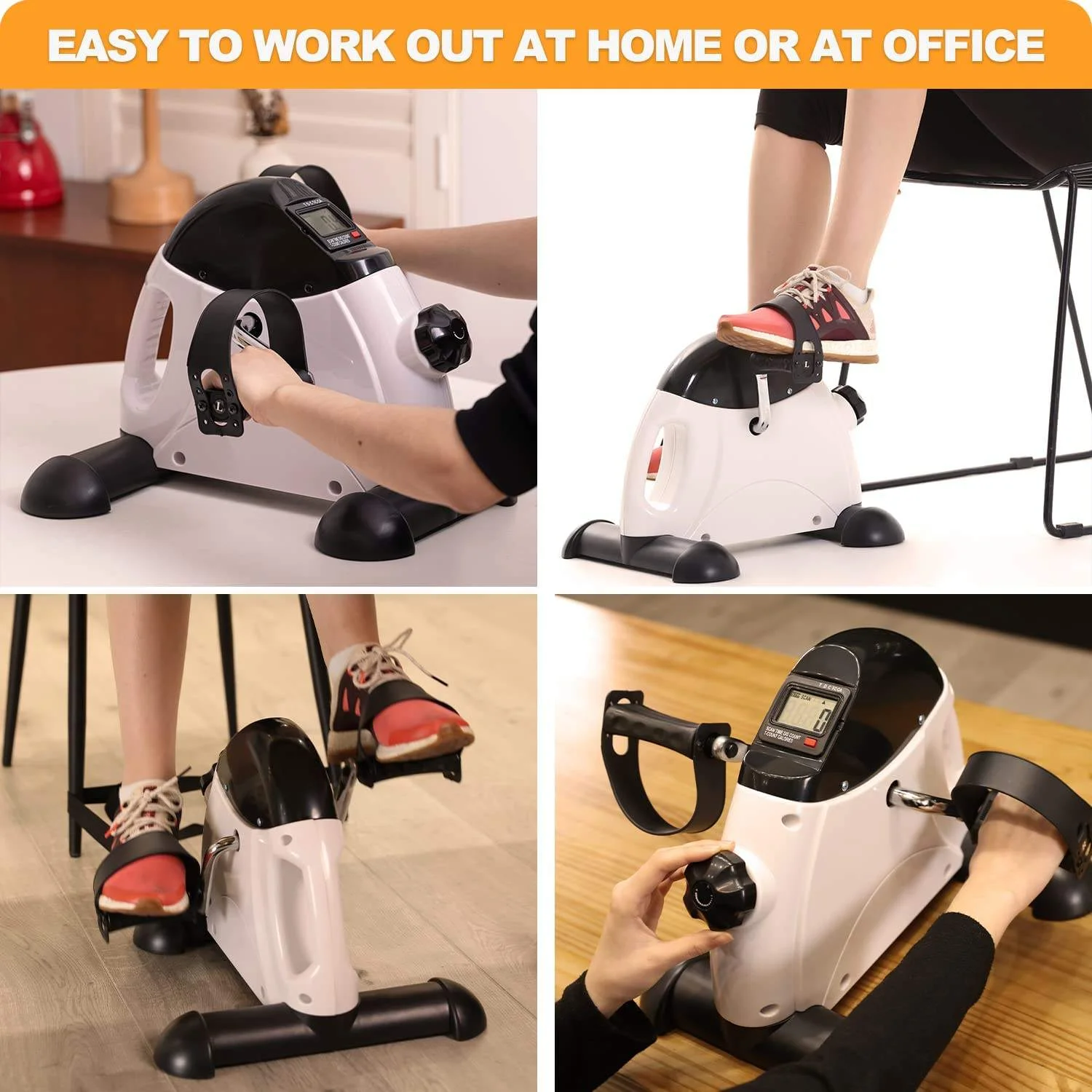 Portable Mini Home Exercise Bike Trainer Under Desk Pedal Exerciser for Arms & Legs Health Recovery view 5