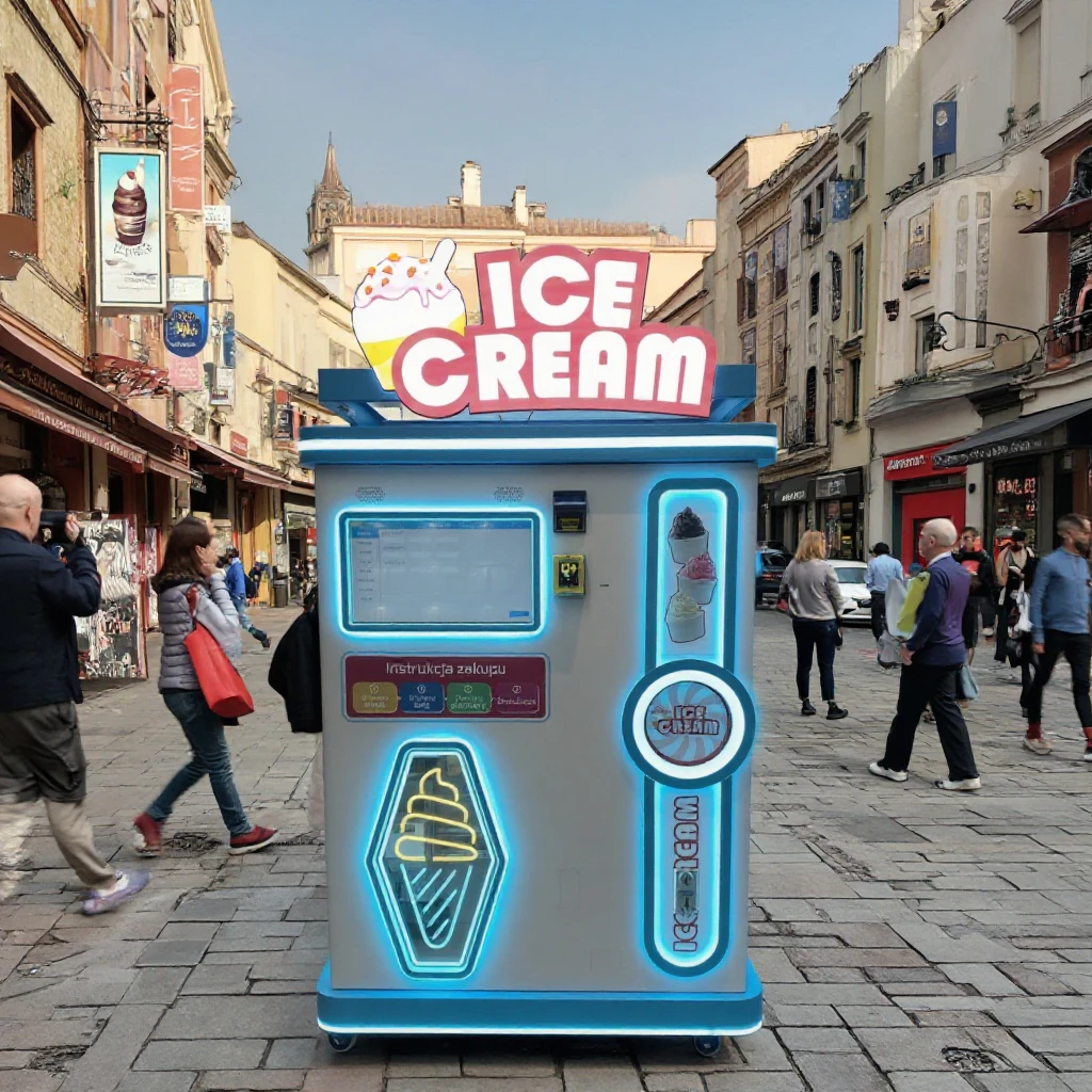 FOODLINE Custom Spraying Color Ice Cream Vending Machine Independent Freezing Compartments Multiple Flavors Storage