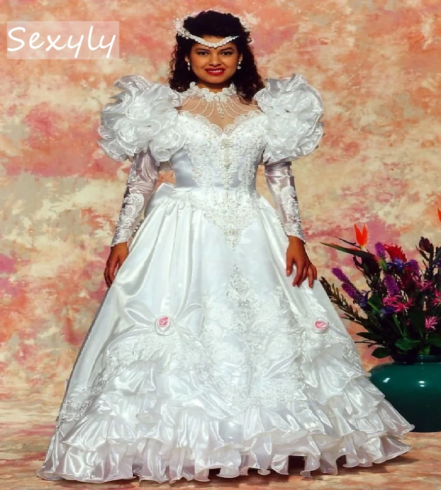 Historisches königliches viktorianisches Hochzeitskleid mit Spitze, langen Ärmeln, Rüschen, Perlen, mittelalterliches Brautkleid, 16. Bürgerkrieg, individuell gestaltet