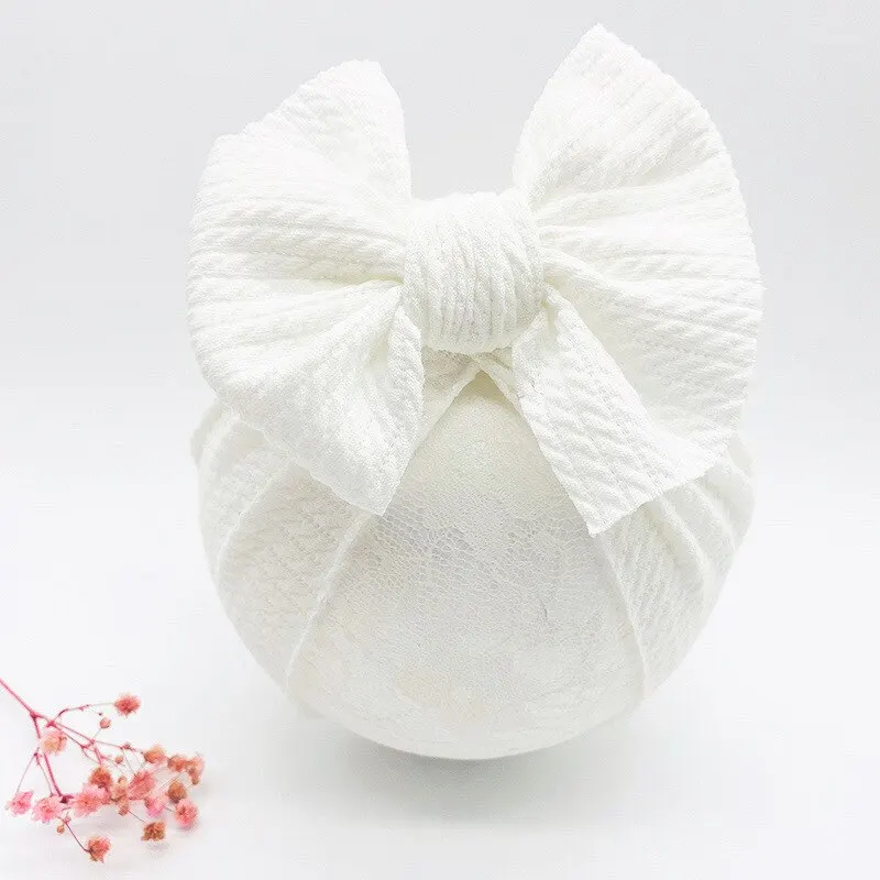 Cute Baby Turban Hat Double Layer Big Bowknot Newborn Hat Soft Warm Elastic Kids Head Wraps Beanie