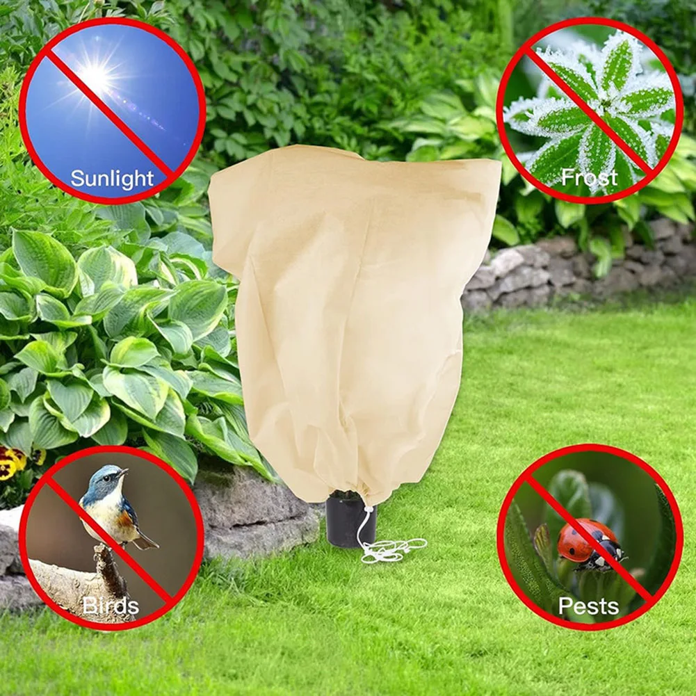 Garden Frost Protection Bags Heavy Duty Fabric Adjustable Lock Perfect for Shielding Your Plants from Cold Weather