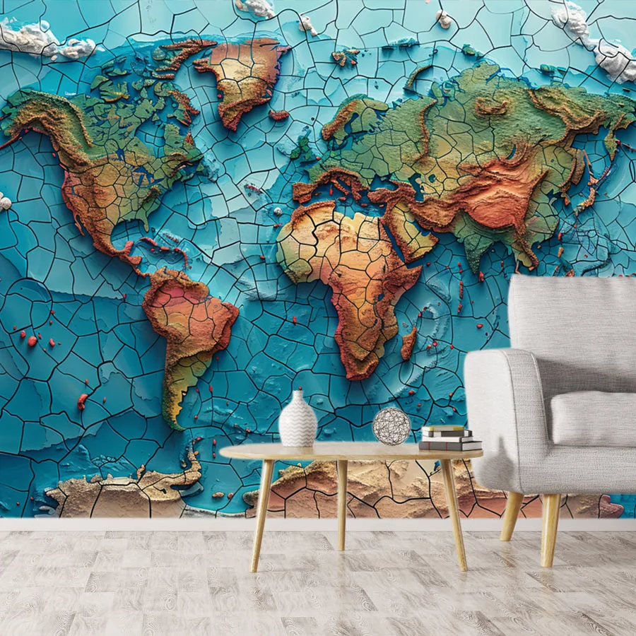 Peel and Stick Wallpapers for Living Room Bedroom Wall Papers Home Decor Panel Globe Continent World Map Walls Renovation  Mural view 5