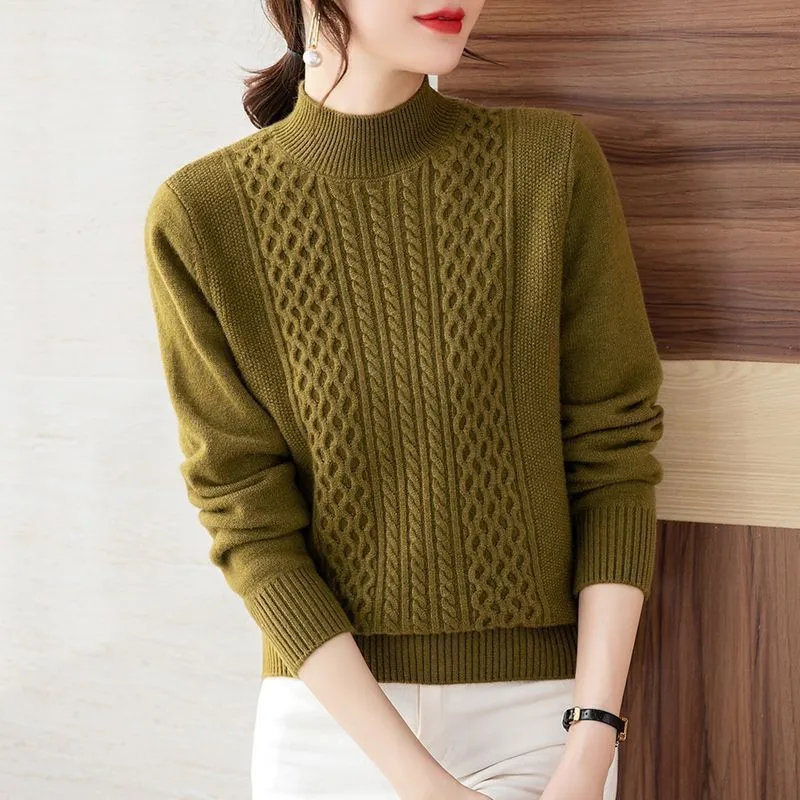 2025 New Autumn Winter Korean Fashion Sweater Women Long Sleeve Casual Temperament Bottoming Sweater Pullover  Ladies Knitwear