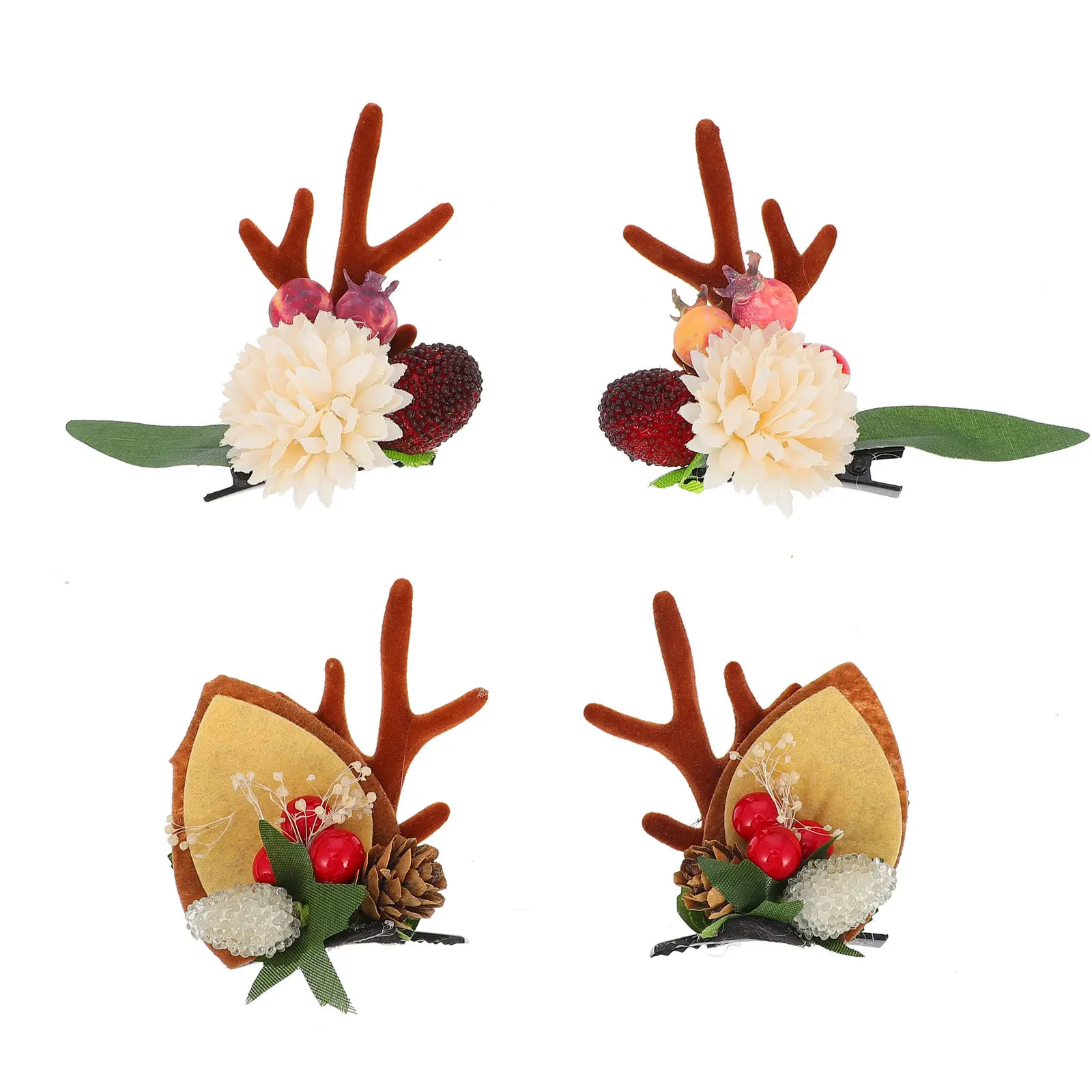 مشابك شعر على شكل قرن الوعل للنساء والفتيات في أعياد الميلاد وحفلات الزفاف وإكسسوارات شعر عيد الميلاد