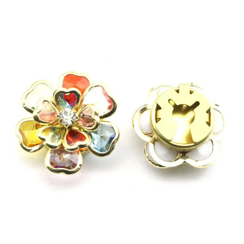 New 1Pcs 23mm Floral Cufflinks Shirt Buttons DIY Handmade Decoration Women\'s Diamond Studded Shirt Dress Alloy Accessories