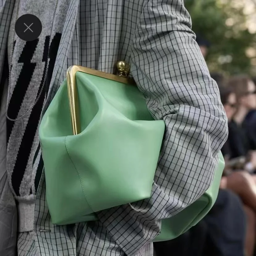 

Women large oversized Kisslock Frame Bag clasp Clutch Jumbo pouch frame bag black baby pink green blue color