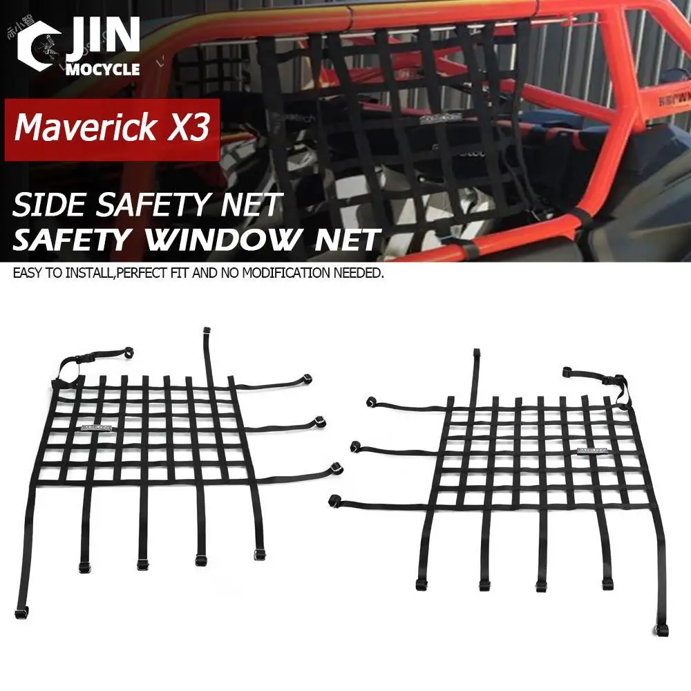 

For Can-Am Maverick X3 XDS XRS XMR XRC Turbo R RR 2017-2021 2022 2023 UTV Accessories Side Security Window Net Safety Window Net