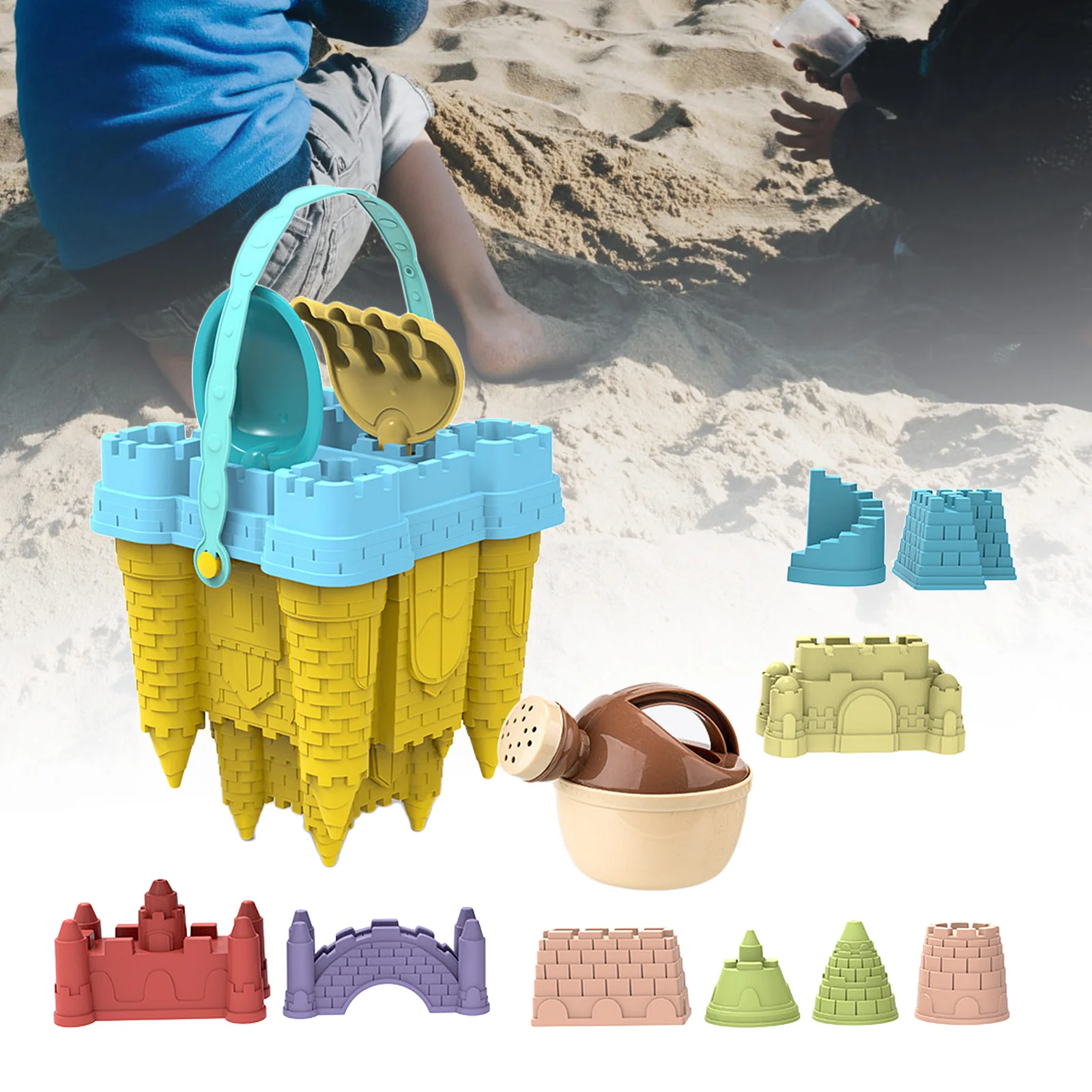 Juego de cubo de Castillo de playa para niños, juego de arena, cuchara de arena, juguetes de verano, caja de arena para niños, Regalos divertidos familiares al aire libre