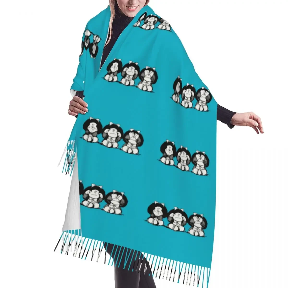 Customized Print Humor Mafalda Scarf Women Men Winter Warm Scarves Cartoon Manga Quino Fashion Versatile Female Shawl Wrap