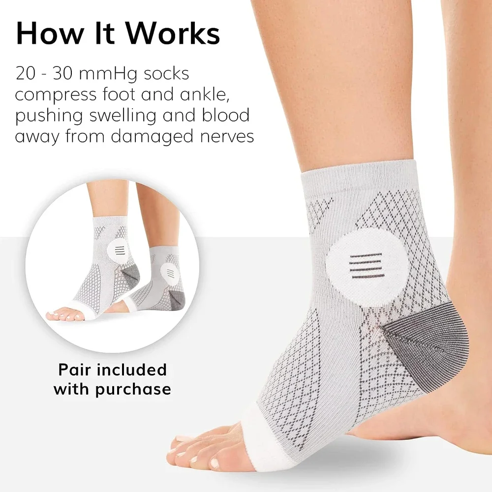 1Pair Neuropathy Socks - Peripheral Neuritis Therapy Compression Diabetic Open-Toe Foot Sleeves for Ankle Gout,Nerve Damage Pain