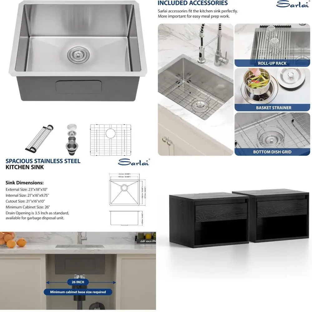 الفولاذ المقاوم للصدأ Undermount وعاء واحد بالوعة المطبخ 23x18 RV العربة الرطب بار الإعدادية بالوعة 16 مقياس #1