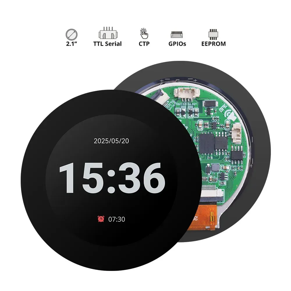 Nextion Edge HMI عرض NX4848E021-011C 2.1 "480 480*480 المسلسل UART جولة TFT IPS وحدة LCD شاشة لوحة اللمس بالسعة CTP #2