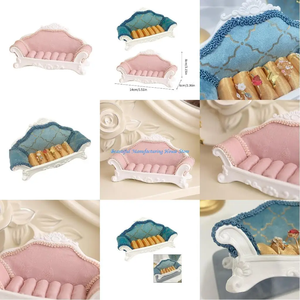 

E56A Sofa Shaped Jewelry Display Stand Necklaces and Hand Chain Rack for Women Elegant Desktops Decorations