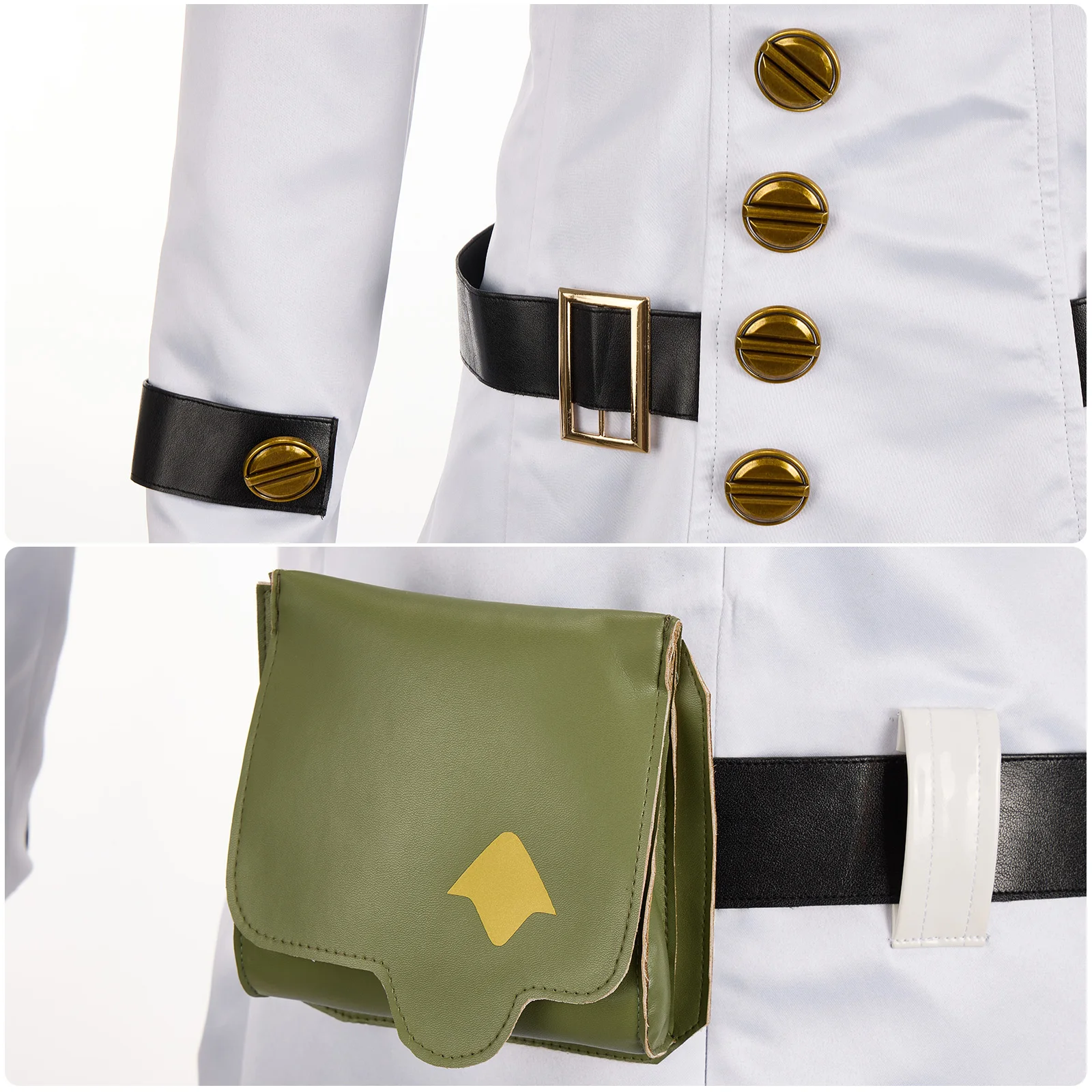 Disfraz de Cosplay de Anime Nael para hombre, bata blanca con bolsa de cintura, uniforme de Halloween, traje de fiesta de Carnaval