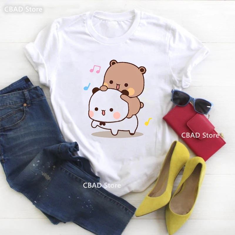 

Peach Cat Cartoon Print Tshirt Girls Harajuku Shirt Kawaii Clothes Summer Fashion Short Sleeve Female T-Shirt Streetwear