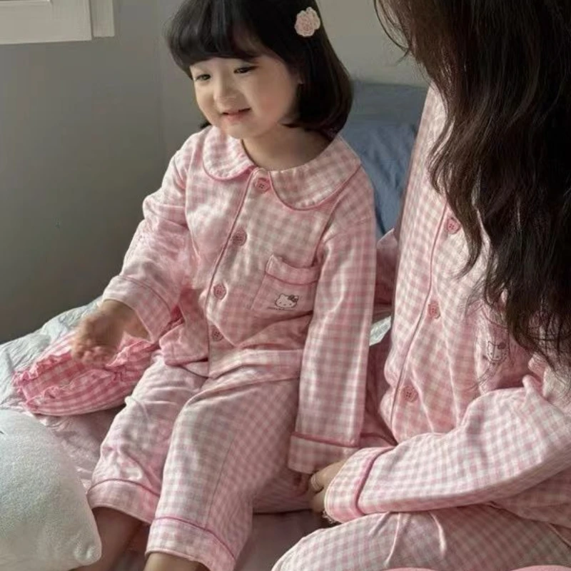 子供のためのハローキティの絵が描かれたパジャマ,家庭用品,カーディガン,漫画,小さな女の子,新しい,2個セット