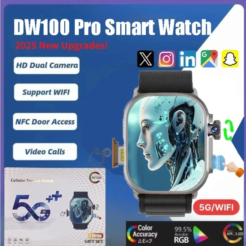 �y�Z�[�����zDW100 Pro �X�}�[�g�E�H�b�` 2.29�C���` AMOLED �w��F�� ���[�^���[�J���� WiFi GPS���ʃi�r�Q�[�V���� �\�[�V�����`���b�g�A�v���_�E�����[�h