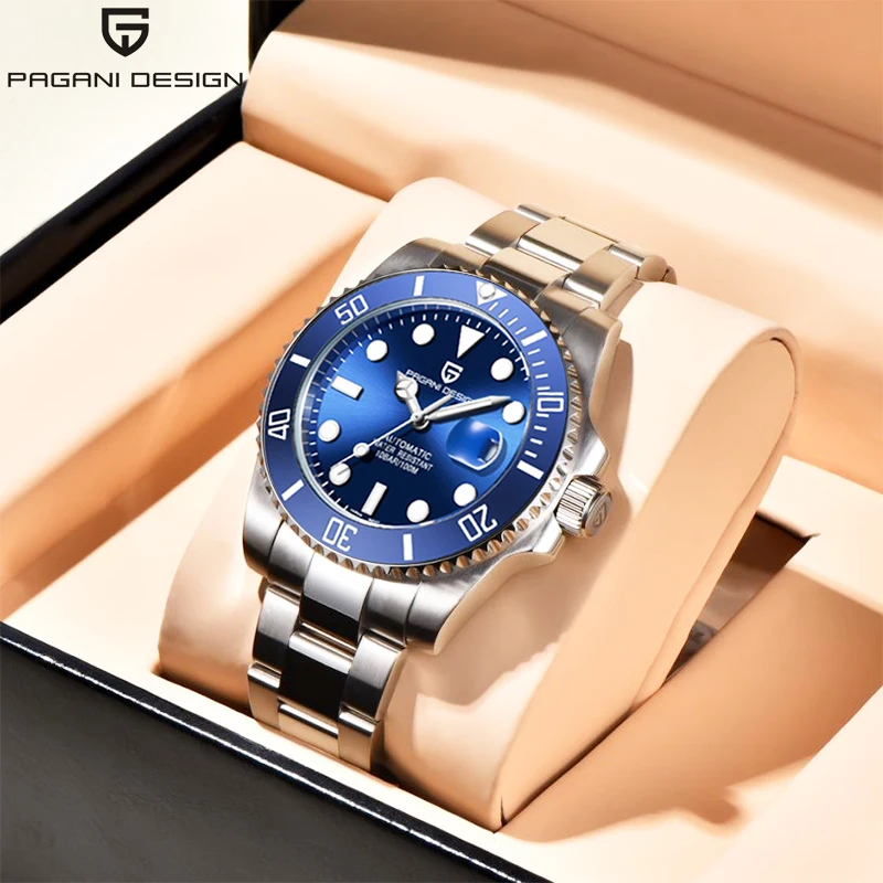 PAGANI DESIGN-reloj mecánico automático resistente al agua para hombre, de acero inoxidable, con cristal de zafiro, regalo de negocios, caja de reloj