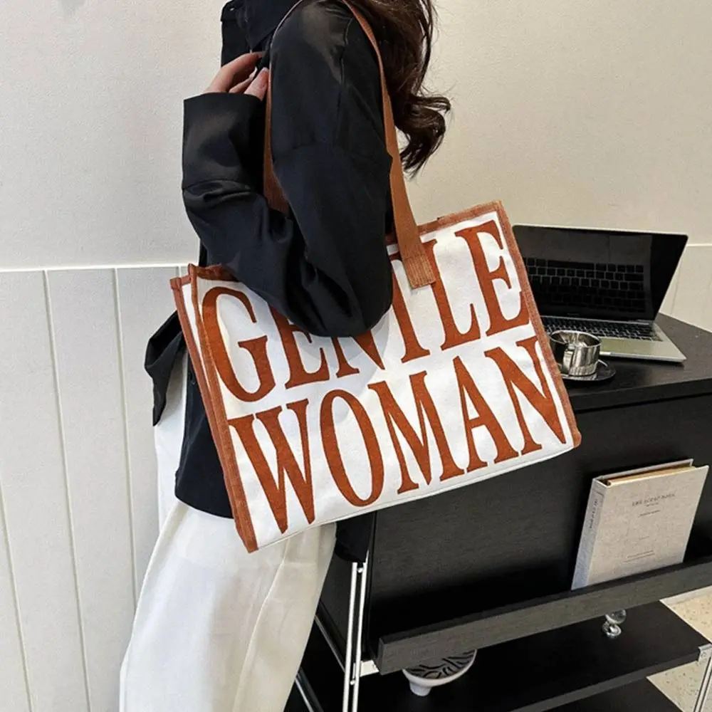 Large Capacity Canvas Bag Portable Cotton Single Shoulder Bag Tote Bags Gentle Women