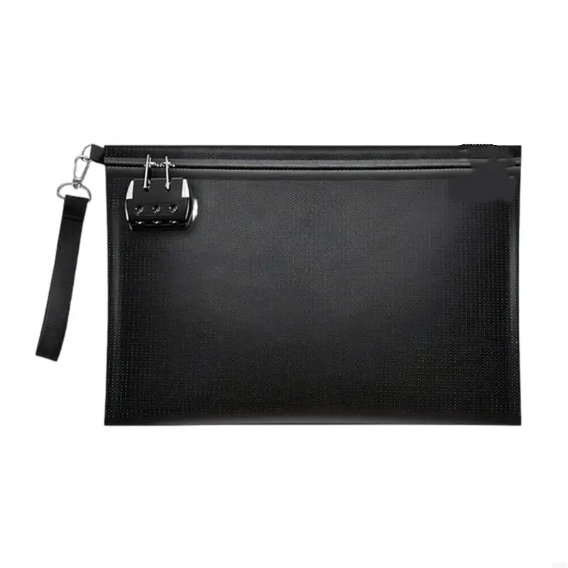 Fireproof Waterproof Document Bag With 3 Digit Password Lock For Secure Storage Passports And Valuables B03E