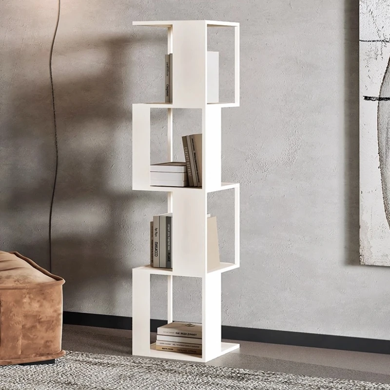 

Modern Multi-Tier Iron Standing Bookcase Elegant Living Room Storage Shelf Minimalist Book Organizer for Office Magazine Rack