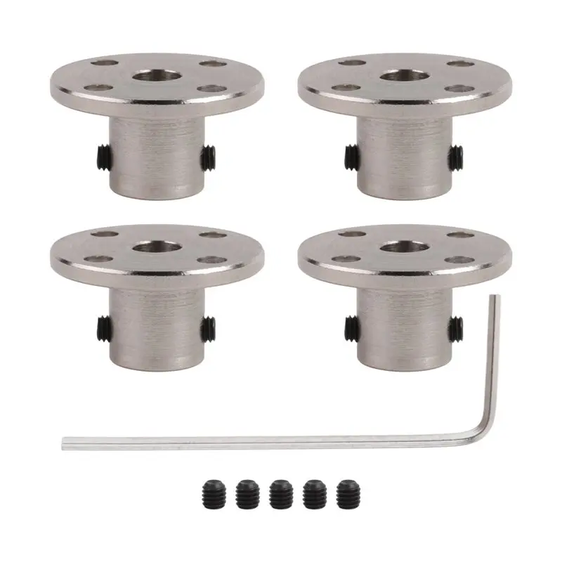 A33Z-4 Pcs 5Mm Metal Flange Shaft Coupling Rigid Flange Coupling Motors Guide Shaft Axis Bearing