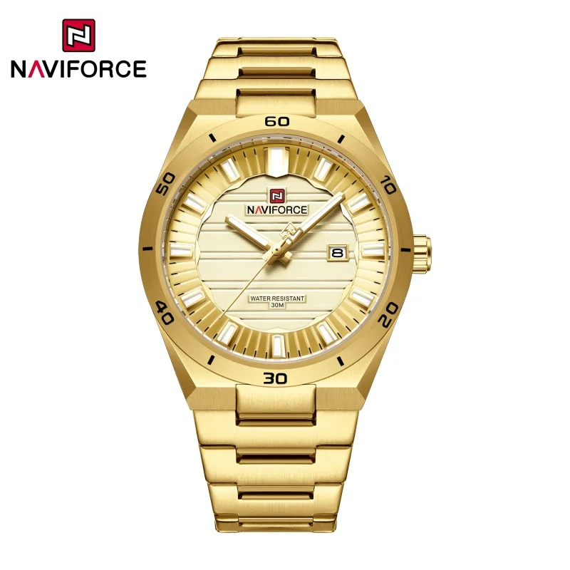 

NAVIFORCE мужские кварцевые часы оригинальные водонепроницаемые мужские наручные часы стальной ремешок кварцевый дисплей даты светящиеся модные часы для мужчин