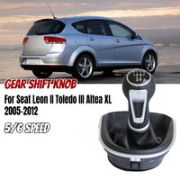 For Seat Leon II Toledo III Altea XL 2005-2012 Car 5/6 Speed Gear Shift Knob with PU Leather Boot Cover Shifter Lever Stick