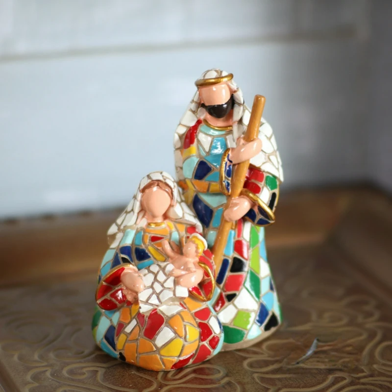 

Gaudi Style Resin Holy Family Group Jesus Like Christmas Manger Group Decoration Gift