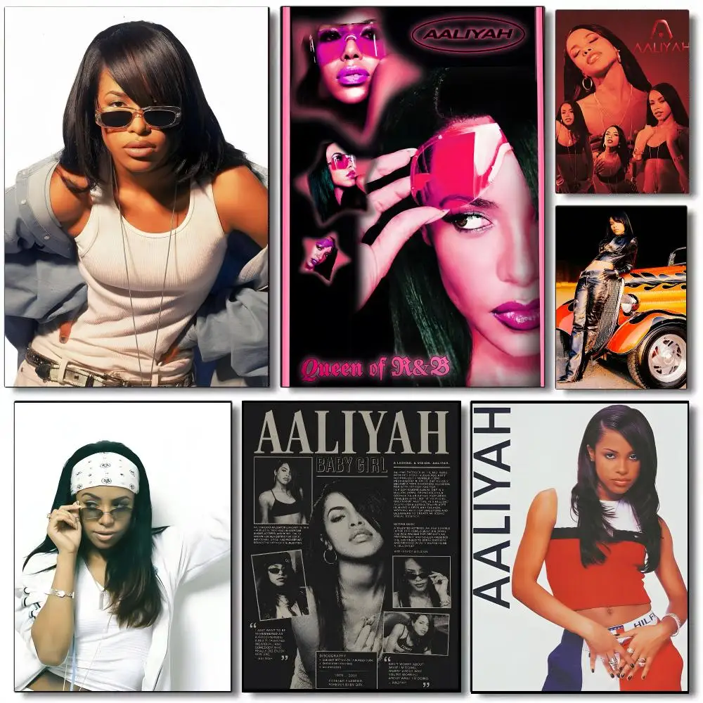 Aaliyah Singer RNB Soul Poster Self-adhesive Advanced Aesthetic Printing Paper Wall Art for Living Room Home Decor