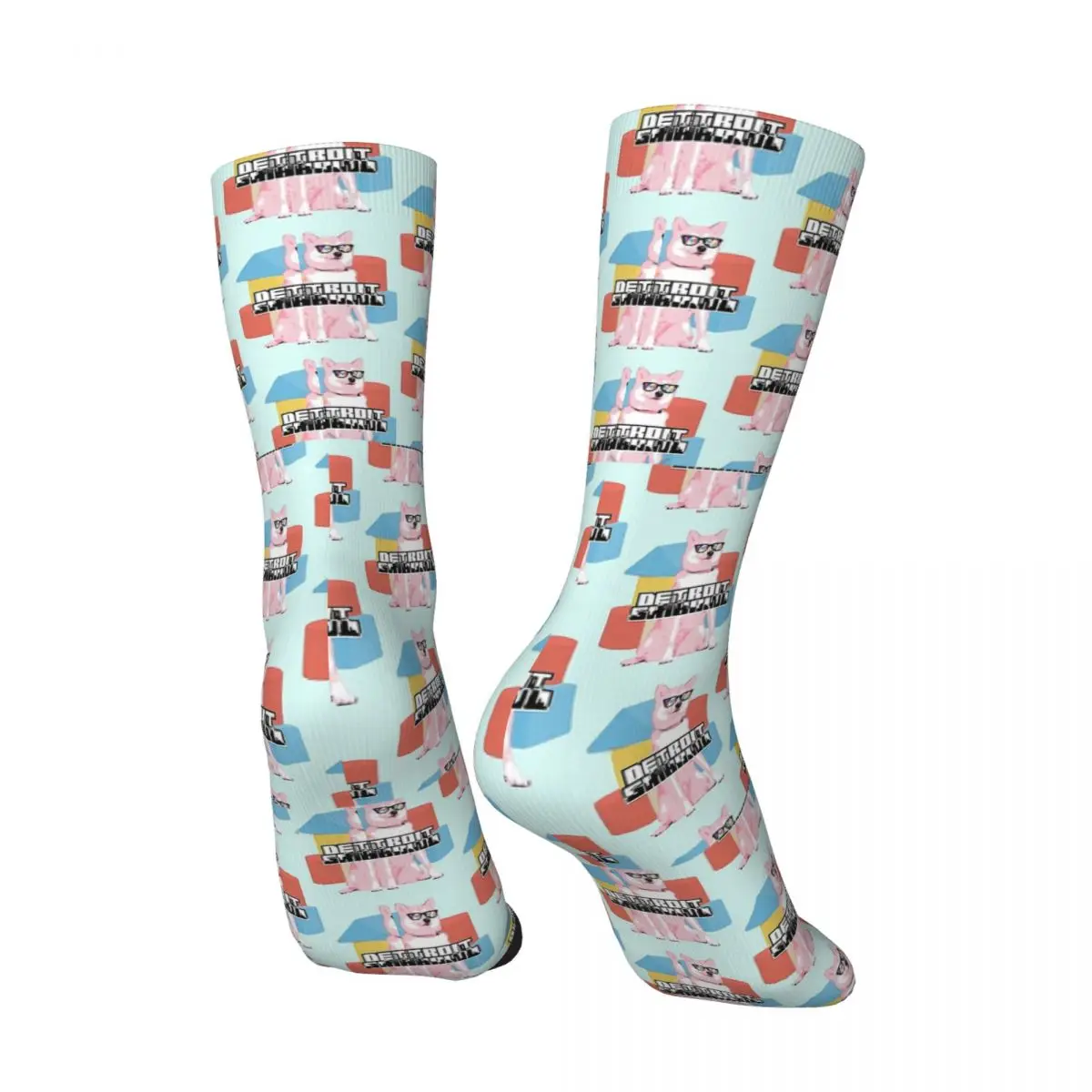 Funny Happy Men's Socks Detroit ShibaInu Retro Harajuku Lovely little animals Hip Hop Novelty Seamless Crew Crazy Sock Printed