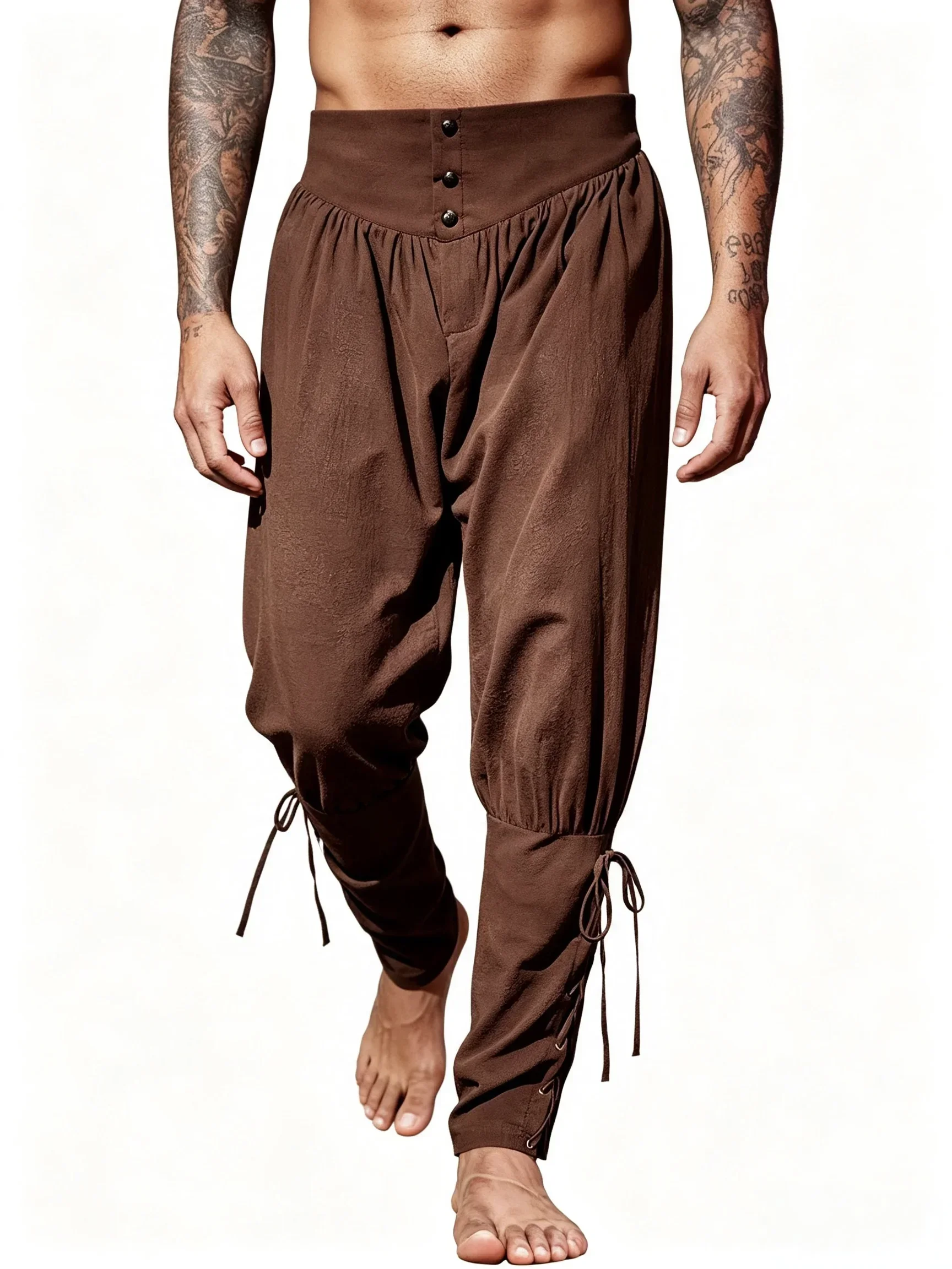 Men's Spring Summer Vintage Medieval Viking Cotton Trousers Halloween Fashion Cosplay Pirate Renaissance Men's Bottoms