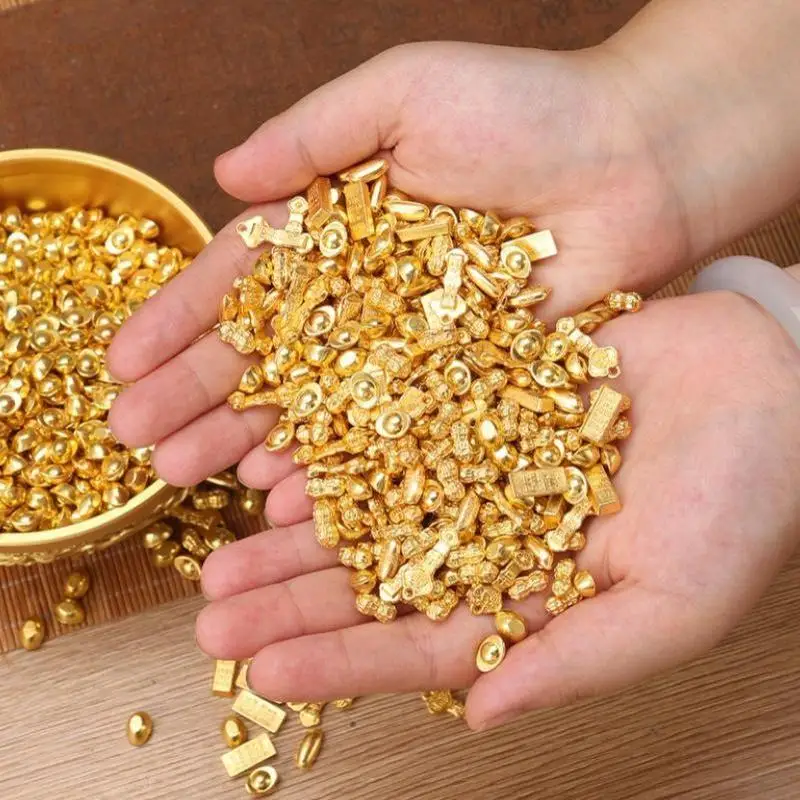 100PCS Plastic Gold Attract Wealth Luck Charms Mini Dollars Ingots Gold Melon Seeds Handicraft
