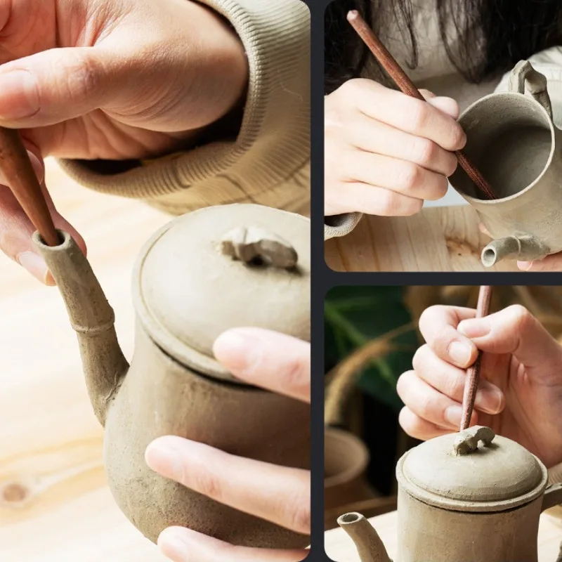 Wooden Spout Trimming Tool Handmade Pottery Spout Shaper for Teapot Ceramic Spout Refinement