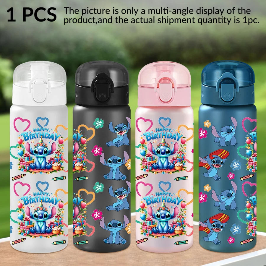 

1 шт., пластиковая бутылка для воды Disney Stitch с узором на день рождения, 26 унций, спортивная чашка для воды на открытом воздухе, подарок на день рождения/зад в школу