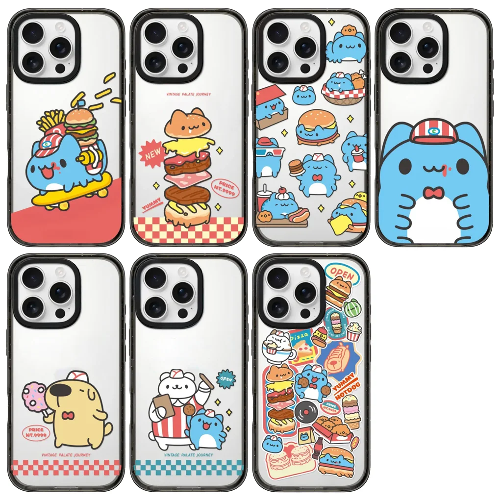 

Cartoon Hamburger 2.0 Acrylic Black Border Case for IPhone 12 13 14 15 16 17 Pro Max Case - Protective IPhone Case