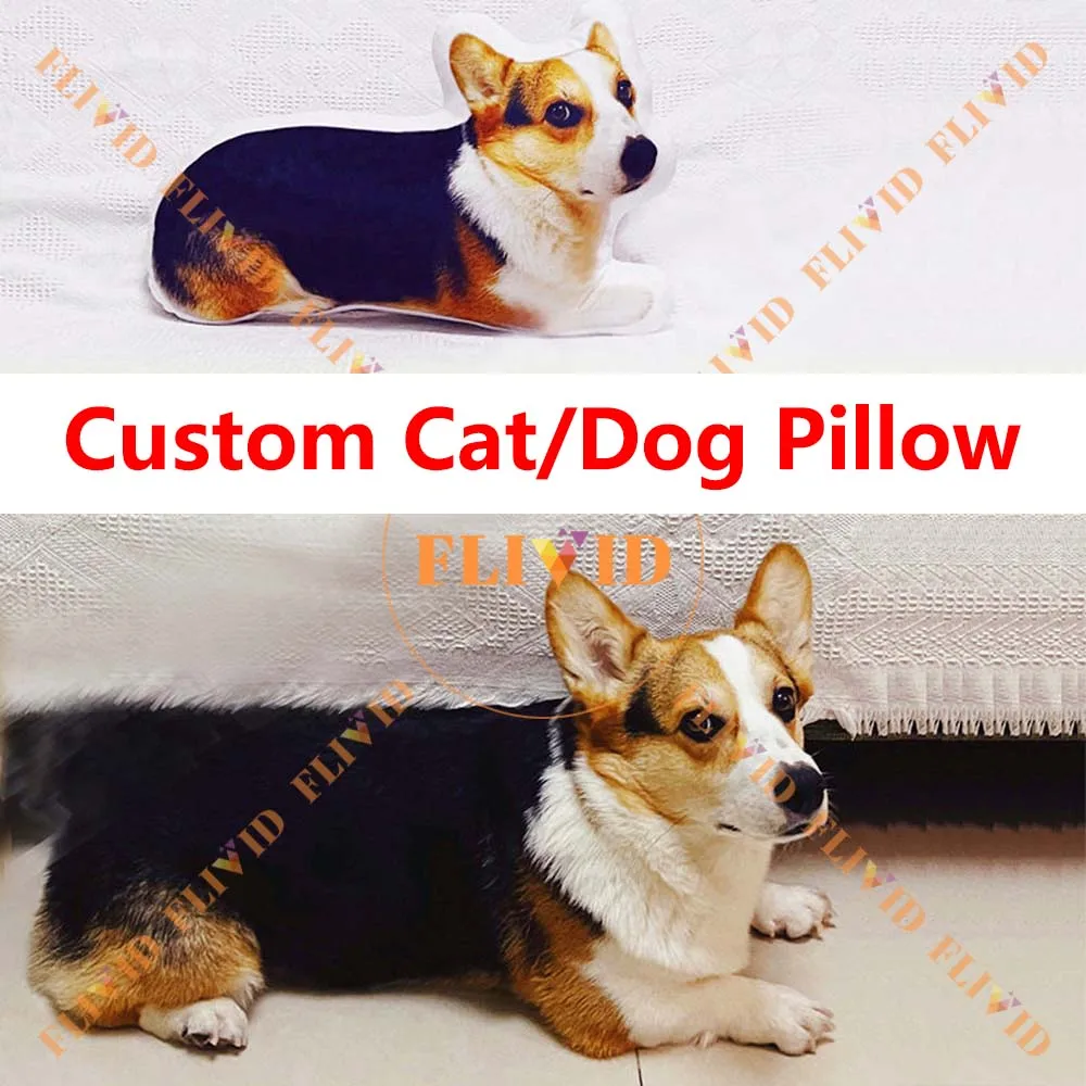 Custom 3D Animal Pet Dog/Cat Pillow Personalized Animals Pillows Creative Gift Memorial Photo Cushion Sofa Throw Pillow