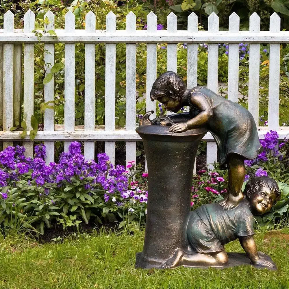 Escultura decorativa para niños y niñas, adornos de jardín, artesanías de resina, decoraciones de jardinería, regalos de vacaciones