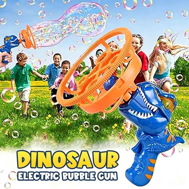 Pistolet à bulles électrique dinosaure, Tuba à soufflage automatique, grande Machine à bulles portative pour savon, jouets pour enfants, fête d'anniversaire, mariage en plein air