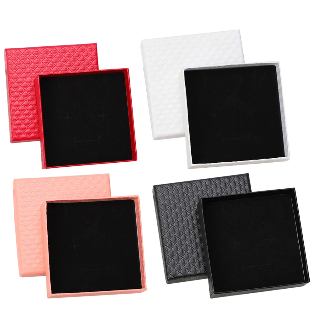 4 قطعة صندوق منظم المجوهرات من الورق المقوى الدائري القرط قلادة تغليف الهدايا حقيبة للتخزين المدمجة المحمولة لعرض المجوهرات #1